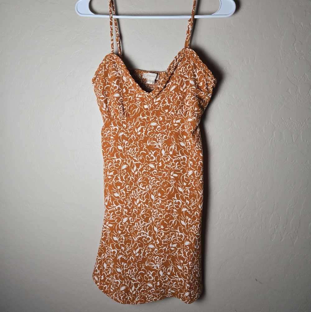 Monteau Los Angeles Y2K Babydoll Dress Burnt Sienna Floral Small